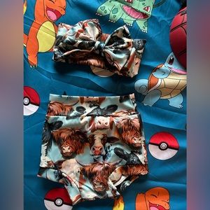 Bummie with matching headwrap 6-12m